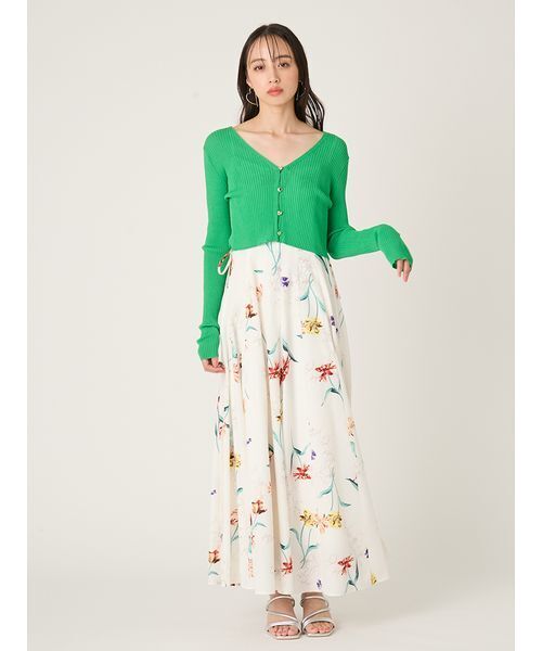 FRAY I.D（フレイアイディー）の「シルクコットンクロップドリブニットカーディガン（カーディガン/ボレロ・レディース・ブラック/イエロー/オレンジ/ホワイト/グリーン・F）」の8枚目の写真