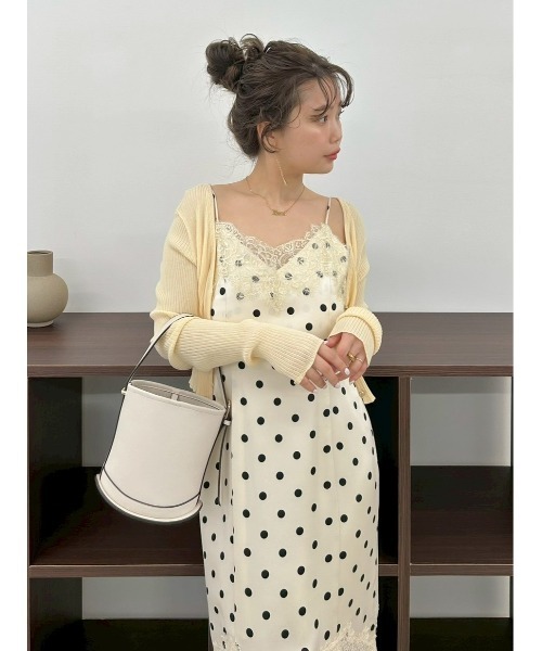 FRAY I.D（フレイアイディー）の「シルクコットンクロップドリブニットカーディガン（カーディガン/ボレロ・レディース・ブラック/イエロー/オレンジ/ホワイト/グリーン・F）」の19枚目の写真