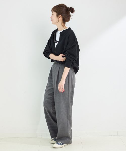 B.C STOCK（ベーセーストック）の「《追加2》ウォッシャブル / 裏毛ハーフジッププルオーバー（スウェット・レディース・グレー/イエロー/アイボリー/カーキ/ブラック・FREE）」の8枚目の写真