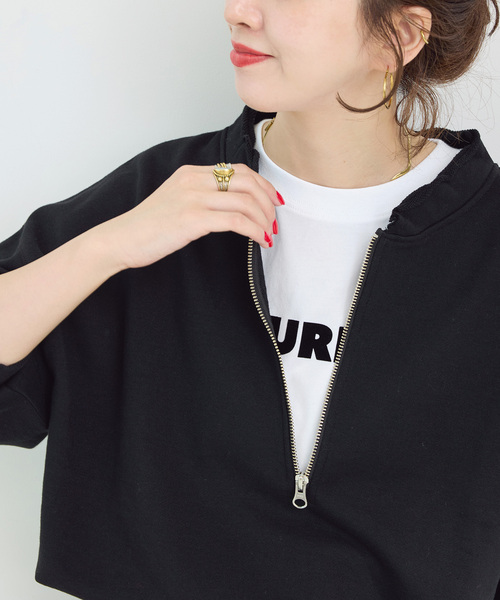 B.C STOCK（ベーセーストック）の「《追加2》ウォッシャブル / 裏毛ハーフジッププルオーバー（スウェット・レディース・グレー/イエロー/アイボリー/カーキ/ブラック・FREE）」の13枚目の写真