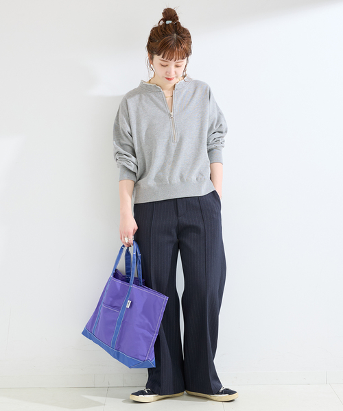 B.C STOCK（ベーセーストック）の「《追加2》ウォッシャブル / 裏毛ハーフジッププルオーバー（スウェット・レディース・グレー/イエロー/アイボリー/カーキ/ブラック・FREE）」の14枚目の写真