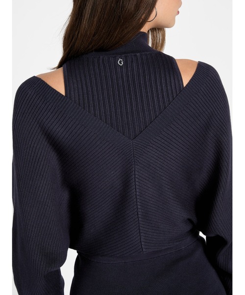 Guess（ゲス）の「Long Sleeves Dolman Anita Rib Dress（ワンピース・レディース・ホワイト/ダークネイビー・X-SMALL/SMALL/MEDIUM）」の12枚目の写真