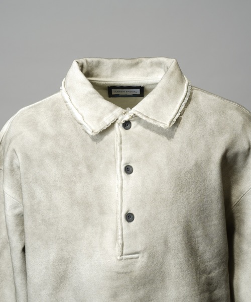 MAISON SPECIAL（メゾンスペシャル）の「《UNISEX》Deep Front Neck Prime-Over Polo Sweatshirt/ディープフロントネックプライムオーバーポロスウェットプルオーバー【MAISON SPECIAL/メゾンスペシャル】（ポロシャツ・メンズ・ブラック/サックスブルー/ホワイト・0/1/2）」の12枚目の写真
