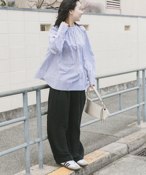 ITEMS URBANRESEARCH（アイテムズ アーバンリサーチ）の「ホットフィックス2WAYブラウス（シャツ/ブラウス・レディース・ホワイト系その他/チャコールグレー/ストライプ・FREE）」の5枚目の写真