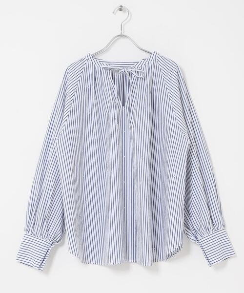 ITEMS URBANRESEARCH（アイテムズ アーバンリサーチ）の「ホットフィックス2WAYブラウス（シャツ/ブラウス・レディース・ホワイト系その他/チャコールグレー/ストライプ・FREE）」の9枚目の写真