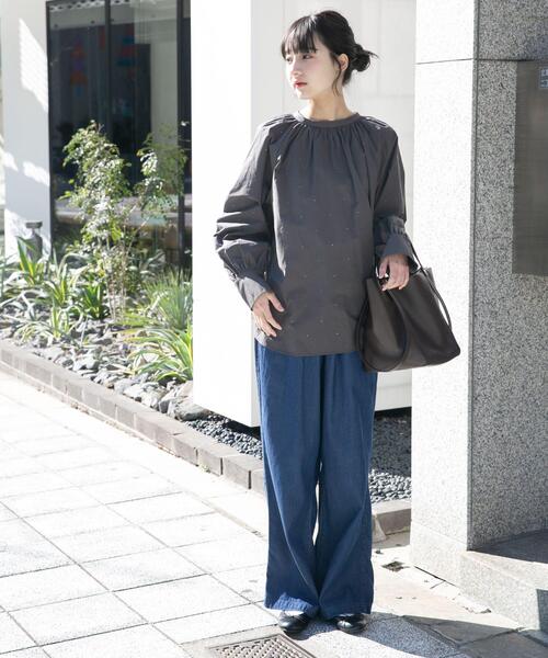 ITEMS URBANRESEARCH（アイテムズ アーバンリサーチ）の「ホットフィックス2WAYブラウス（シャツ/ブラウス・レディース・ホワイト系その他/チャコールグレー/ストライプ・FREE）」の14枚目の写真