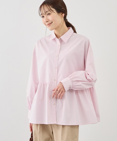 ROPE' PICNIC(ロペピクニック)の「ペプラムシャツブラウス/UVカット・防シワ(シャツ/ブラウス・レディース・ネイビー/オフホワイト/ピンク/ブルー・FREE)」の4枚目の写真