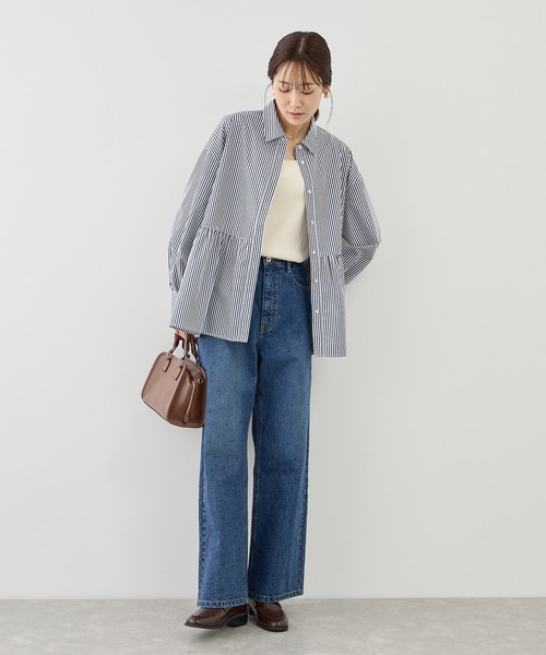 ROPE' PICNIC(ロペピクニック)の「ペプラムシャツブラウス/UVカット・防シワ(シャツ/ブラウス・レディース・ネイビー/オフホワイト/ピンク/ブルー・FREE)」の15枚目の写真