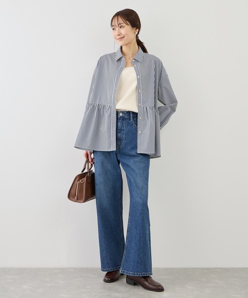 ROPE' PICNIC(ロペピクニック)の「ペプラムシャツブラウス/UVカット・防シワ(シャツ/ブラウス・レディース・ネイビー/オフホワイト/ピンク/ブルー・FREE)」の16枚目の写真