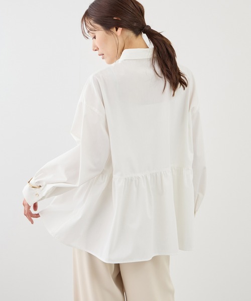 ROPE' PICNIC(ロペピクニック)の「ペプラムシャツブラウス/UVカット・防シワ(シャツ/ブラウス・レディース・ネイビー/オフホワイト/ピンク/ブルー・FREE)」の7枚目の写真