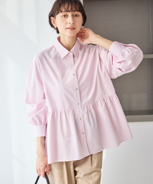 ペプラムシャツブラウス/UVカット・防シワ（シャツ/ブラウス）｜ROPE