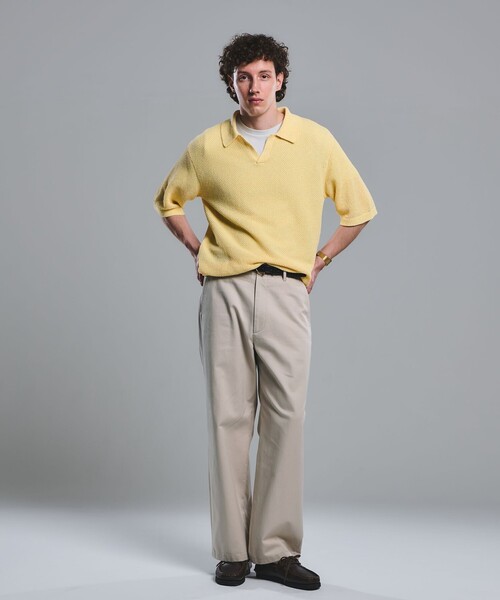 green label relaxing（グリーンレーベルリラクシング）の「ウエストポイント ウォッシュド ワイドパンツ（チノパンツ・メンズ・ベージュ/ブラウン系/ブラック・XL/L/M/S）」の5枚目の写真