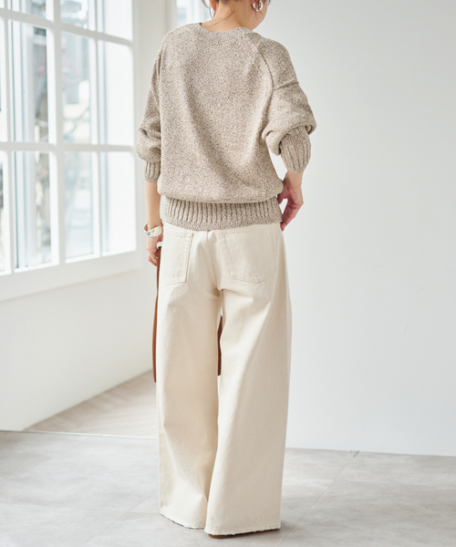 Spick & Span(スピックアンドスパン)の「《追加》レーヨンペーパーヤーンVネックカーディガン(カーディガン/ボレロ・レディース・ベージュ/ブラック・FREE)」の19枚目の写真