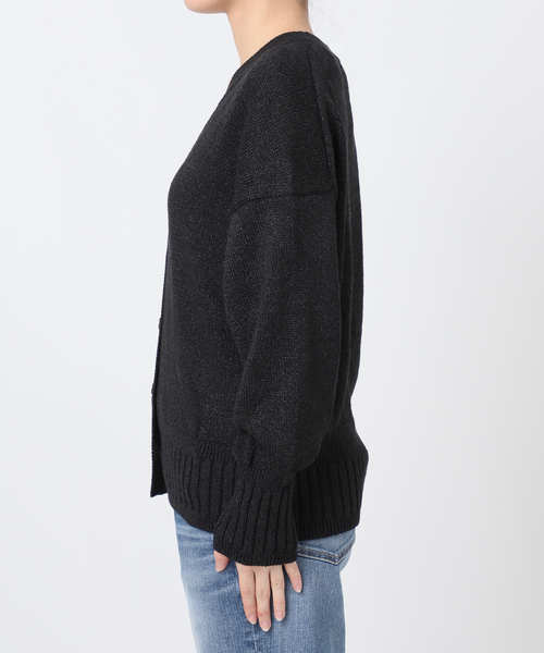 Spick & Span(スピックアンドスパン)の「《追加》レーヨンペーパーヤーンVネックカーディガン(カーディガン/ボレロ・レディース・ベージュ/ブラック・FREE)」の10枚目の写真