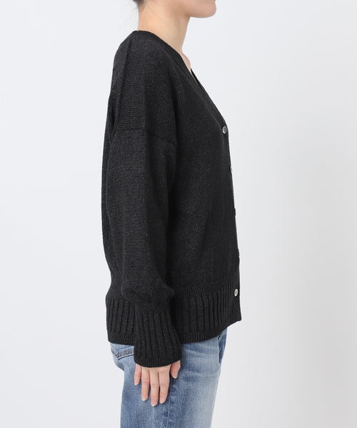 Spick & Span(スピックアンドスパン)の「《追加》レーヨンペーパーヤーンVネックカーディガン(カーディガン/ボレロ・レディース・ベージュ/ブラック・FREE)」の12枚目の写真