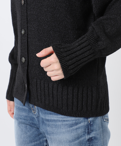 Spick & Span(スピックアンドスパン)の「《追加》レーヨンペーパーヤーンVネックカーディガン(カーディガン/ボレロ・レディース・ベージュ/ブラック・FREE)」の3枚目の写真