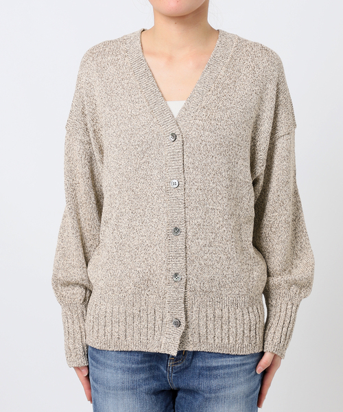 Spick & Span(スピックアンドスパン)の「《追加》レーヨンペーパーヤーンVネックカーディガン(カーディガン/ボレロ・レディース・ベージュ/ブラック・FREE)」の7枚目の写真