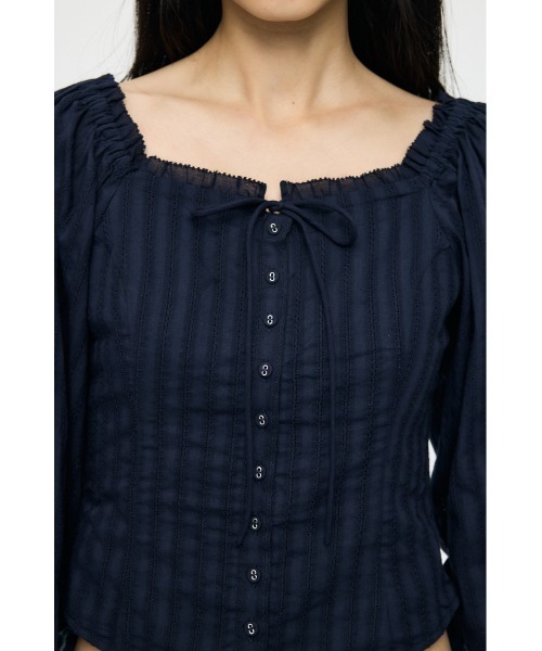 MOUSSY(マウジー)の「【26年SS新作】LACE TRIMMED CORSET ブラウス(シャツ/ブラウス・レディース・ホワイト/ライトイエロー/ネイビー・1/2)」の11枚目の写真