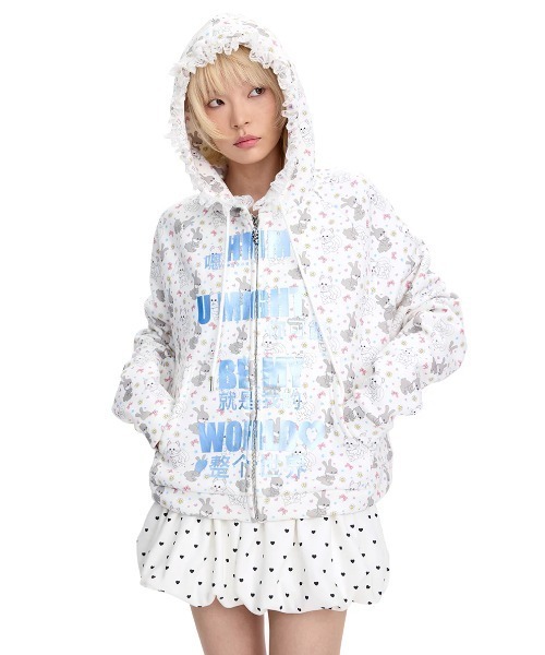 L.H.P(エルエイチピー)の「CFIERCE/フィアス/MY WHOLE WORLD’ ZIP-UP HOODIE(パーカー・レディース・ブルー・M/S)」の1枚目の写真