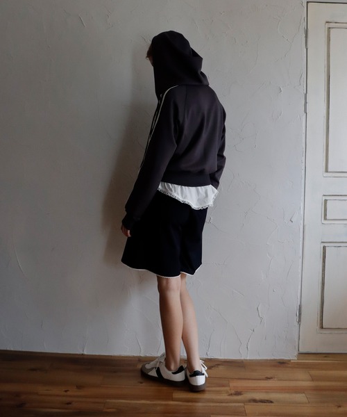 mieya mieya(ミーヤミーヤ)の「【mieya mieya】TAFFY LINE ZIP-UP/タフィーラインジップアップ(パーカー・レディース・クリーム/チャコールグレー/グレー・FREE)」の10枚目の写真