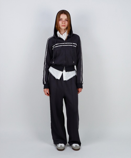 mieya mieya(ミーヤミーヤ)の「【mieya mieya】TAFFY LINE ZIP-UP/タフィーラインジップアップ(パーカー・レディース・クリーム/チャコールグレー/グレー・FREE)」の14枚目の写真