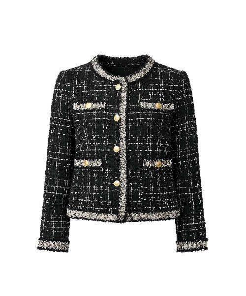 ALLuRing ChaRm（アリュリングチャーム）の「Gold Button Tweed Jacket / ゴールドボタンツイードジャケット（テーラードジャケット・レディース・ブラック/ホワイト・FREE）」の8枚目の写真