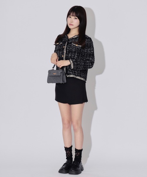 ALLuRing ChaRm（アリュリングチャーム）の「Gold Button Tweed Jacket / ゴールドボタンツイードジャケット（テーラードジャケット・レディース・ブラック/ホワイト・FREE）」の21枚目の写真