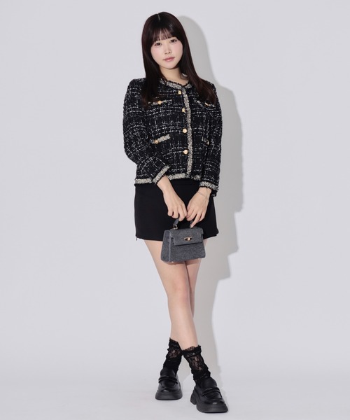 ALLuRing ChaRm（アリュリングチャーム）の「Gold Button Tweed Jacket / ゴールドボタンツイードジャケット（テーラードジャケット・レディース・ブラック/ホワイト・FREE）」の22枚目の写真