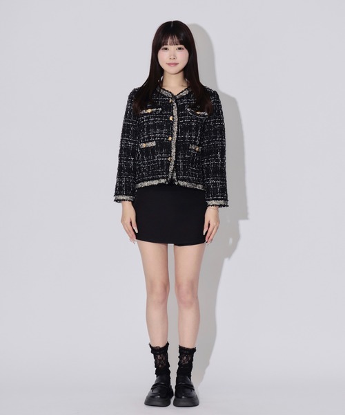 ALLuRing ChaRm（アリュリングチャーム）の「Gold Button Tweed Jacket / ゴールドボタンツイードジャケット（テーラードジャケット・レディース・ブラック/ホワイト・FREE）」の20枚目の写真