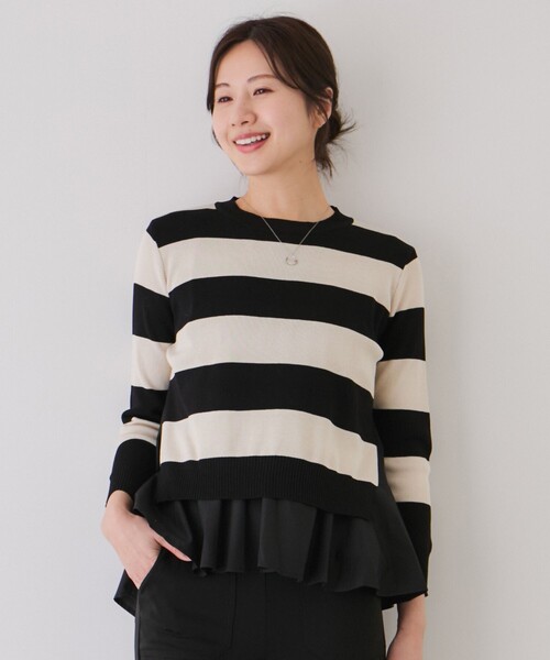 Jayro(ジャイロ)の「ニット&シャツアンサンブル(ニット/セーター・レディース・サックスブルー/ネイビー/ブラック系その他/ベージュ系その他2・FREE)」の1枚目の写真
