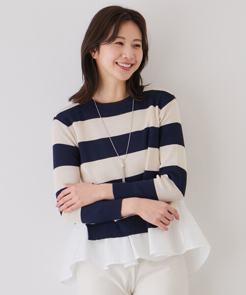 Jayro(ジャイロ)の「ニット&シャツアンサンブル(ニット/セーター・レディース・サックスブルー/ネイビー/ブラック系その他/ベージュ系その他2・FREE)」の3枚目の写真