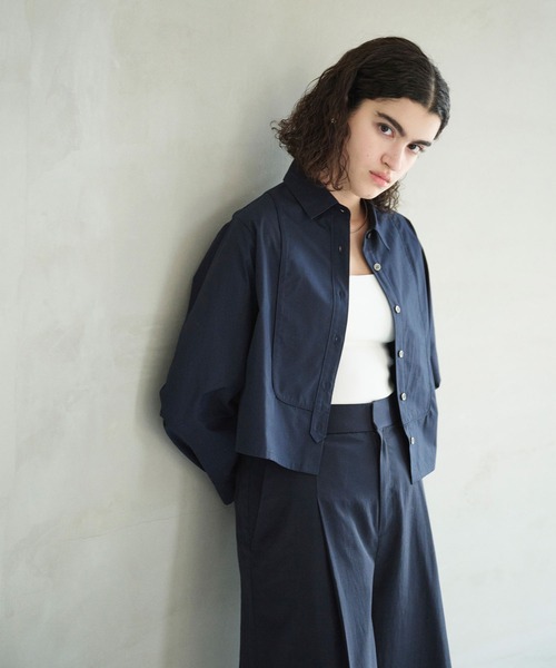 N.O.R.C（ノーク）の「コンフォータブルショートドレスシャツ（シャツ/ブラウス・レディース・ピンク/ストライプ/ネイビー・フリー）」の2枚目の写真