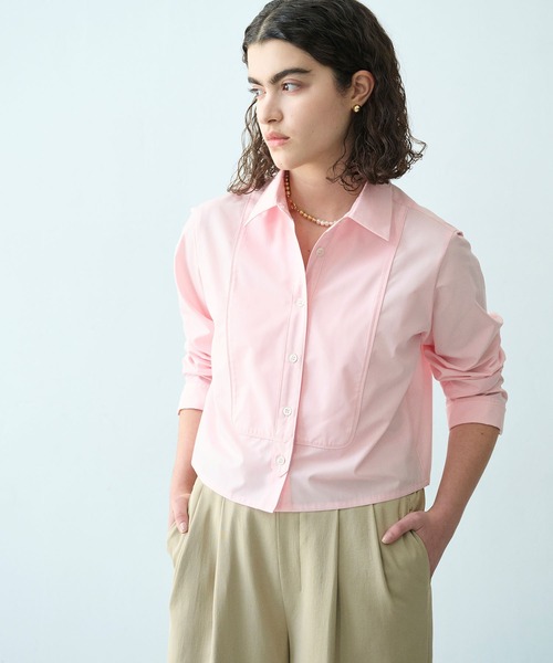 N.O.R.C（ノーク）の「コンフォータブルショートドレスシャツ（シャツ/ブラウス・レディース・ピンク/ストライプ/ネイビー・フリー）」の3枚目の写真