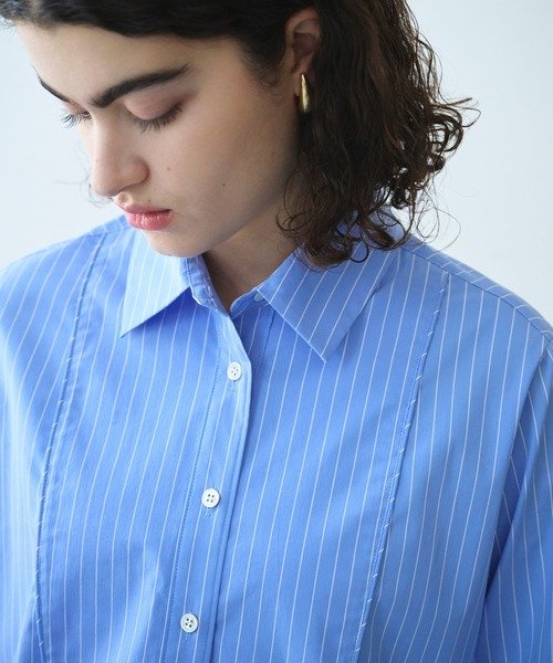 N.O.R.C（ノーク）の「コンフォータブルショートドレスシャツ（シャツ/ブラウス・レディース・ピンク/ストライプ/ネイビー・フリー）」の17枚目の写真