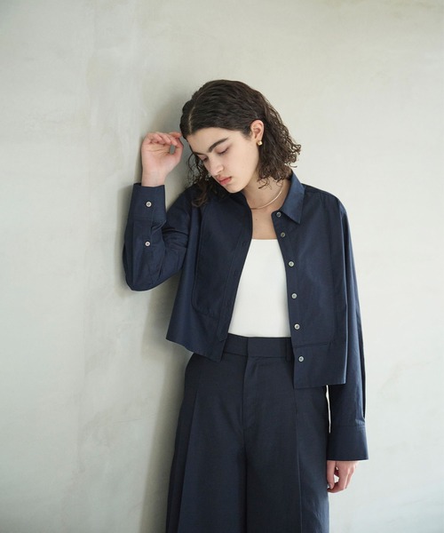 N.O.R.C（ノーク）の「コンフォータブルショートドレスシャツ（シャツ/ブラウス・レディース・ピンク/ストライプ/ネイビー・フリー）」の5枚目の写真