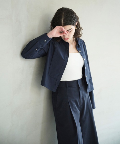 N.O.R.C（ノーク）の「コンフォータブルショートドレスシャツ（シャツ/ブラウス・レディース・ピンク/ストライプ/ネイビー・フリー）」の6枚目の写真