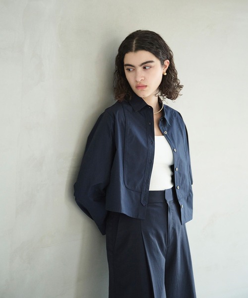 N.O.R.C（ノーク）の「コンフォータブルショートドレスシャツ（シャツ/ブラウス・レディース・ピンク/ストライプ/ネイビー・フリー）」の7枚目の写真