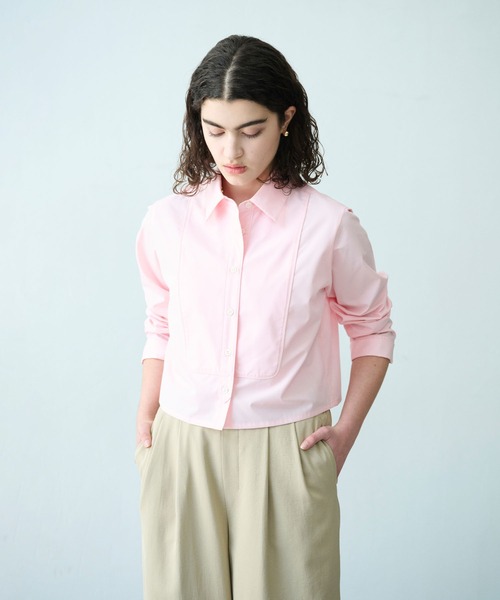 N.O.R.C（ノーク）の「コンフォータブルショートドレスシャツ（シャツ/ブラウス・レディース・ピンク/ストライプ/ネイビー・フリー）」の12枚目の写真