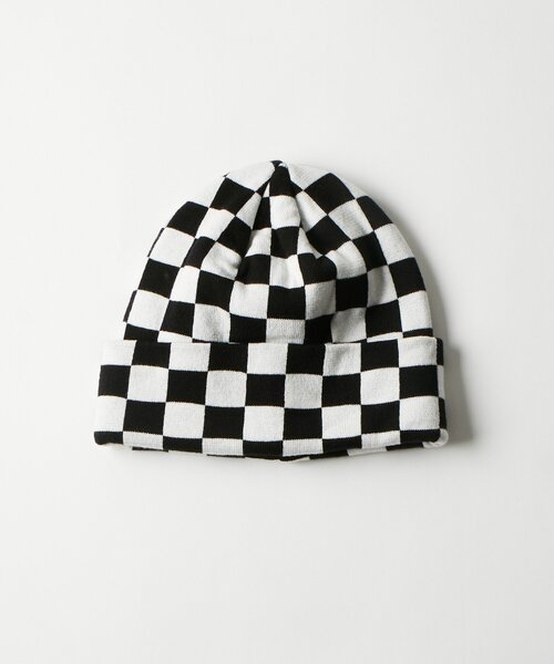 WHO'S WHO gallery(フーズフーギャラリー)の「チェッカービーニー(ニットキャップ/ビーニー・メンズ・サックスブルー/ブラック/ホワイト・FREE)」の1枚目の写真