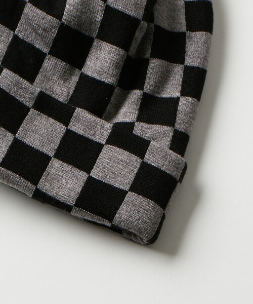 WHO'S WHO gallery(フーズフーギャラリー)の「チェッカービーニー(ニットキャップ/ビーニー・メンズ・サックスブルー/ブラック/ホワイト・FREE)」の5枚目の写真