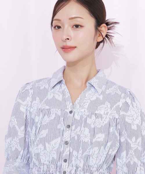 JILL by JILL STUART（ジルバイジルスチュアート）の「ストライプジャガードシャツワンピース（ワンピース・レディース・グレー系その他/ブルー系その他/イエロー系その他・FREE）」の8枚目の写真