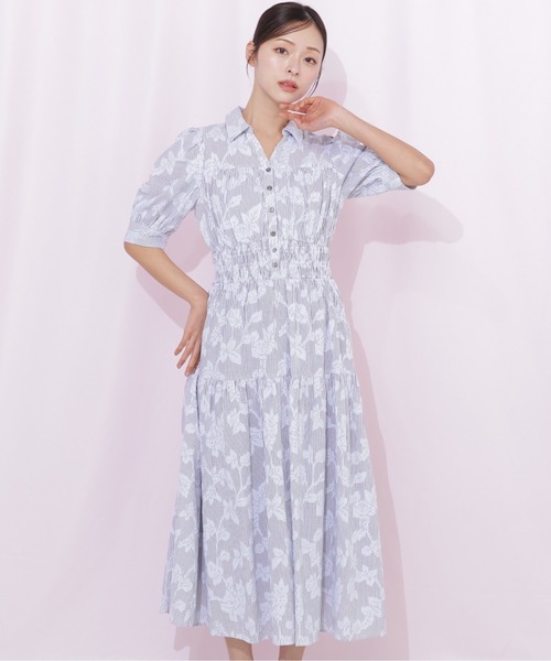 JILL by JILL STUART（ジルバイジルスチュアート）の「ストライプジャガードシャツワンピース（ワンピース・レディース・グレー系その他/ブルー系その他/イエロー系その他・FREE）」の4枚目の写真