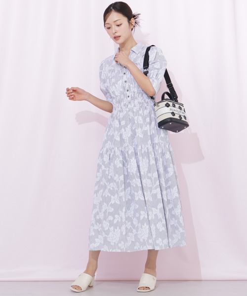 JILL by JILL STUART（ジルバイジルスチュアート）の「ストライプジャガードシャツワンピース（ワンピース・レディース・グレー系その他/ブルー系その他/イエロー系その他・FREE）」の9枚目の写真