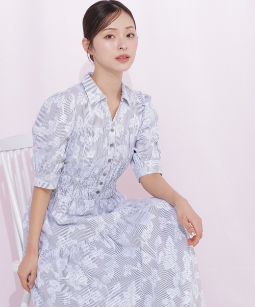 JILL by JILL STUART（ジルバイジルスチュアート）の「ストライプジャガードシャツワンピース（ワンピース・レディース・グレー系その他/ブルー系その他/イエロー系その他・FREE）」の7枚目の写真