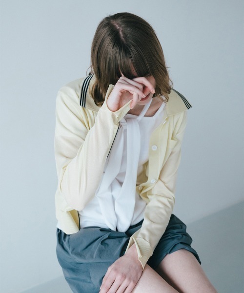 soduk(スドーク)の「sheer knit polo cardigan / シアーニットカーディガン(カーディガン/ボレロ・レディース・ブラック/アイボリー/グレー・ONE SIZE)」の7枚目の写真