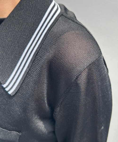 soduk(スドーク)の「sheer knit polo cardigan / シアーニットカーディガン(カーディガン/ボレロ・レディース・ブラック/アイボリー/グレー・ONE SIZE)」の14枚目の写真