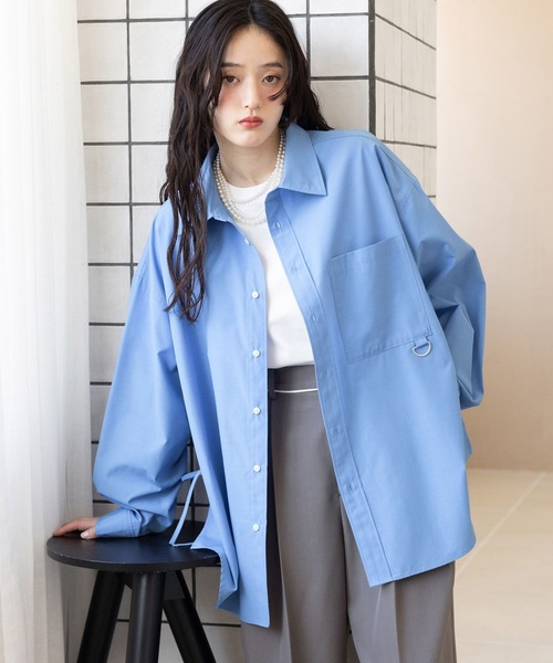 RAGEBLUE(レイジブルー)の「サイドリボンアソートオーバーシャツ(シャツ/ブラウス・レディース・オレンジ系/ピンク/ブルー系/ブルー・FREE)」の1枚目の写真