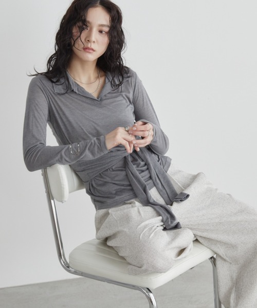 Aunt Marie's(アントマリーズ)の「ウエストリボンスキッパートップス(Tシャツ/カットソー・レディース・ブルー/チャコールグレー/ブラック・FREE)」の20枚目の写真