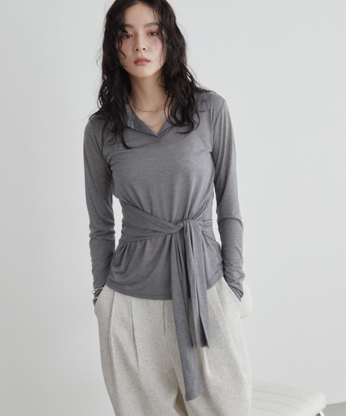 Aunt Marie's(アントマリーズ)の「ウエストリボンスキッパートップス(Tシャツ/カットソー・レディース・ブルー/チャコールグレー/ブラック・FREE)」の19枚目の写真