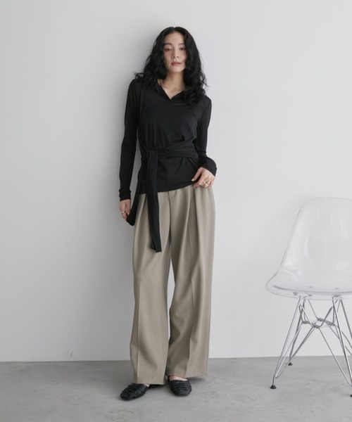 Aunt Marie's(アントマリーズ)の「ウエストリボンスキッパートップス(Tシャツ/カットソー・レディース・ブルー/チャコールグレー/ブラック・FREE)」の13枚目の写真